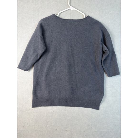 Neiman Marcus Cashmere Sweater Lg Grey 100% Cashmere Quiet Luxury Drop Tail Hem - Picture 10 of 10